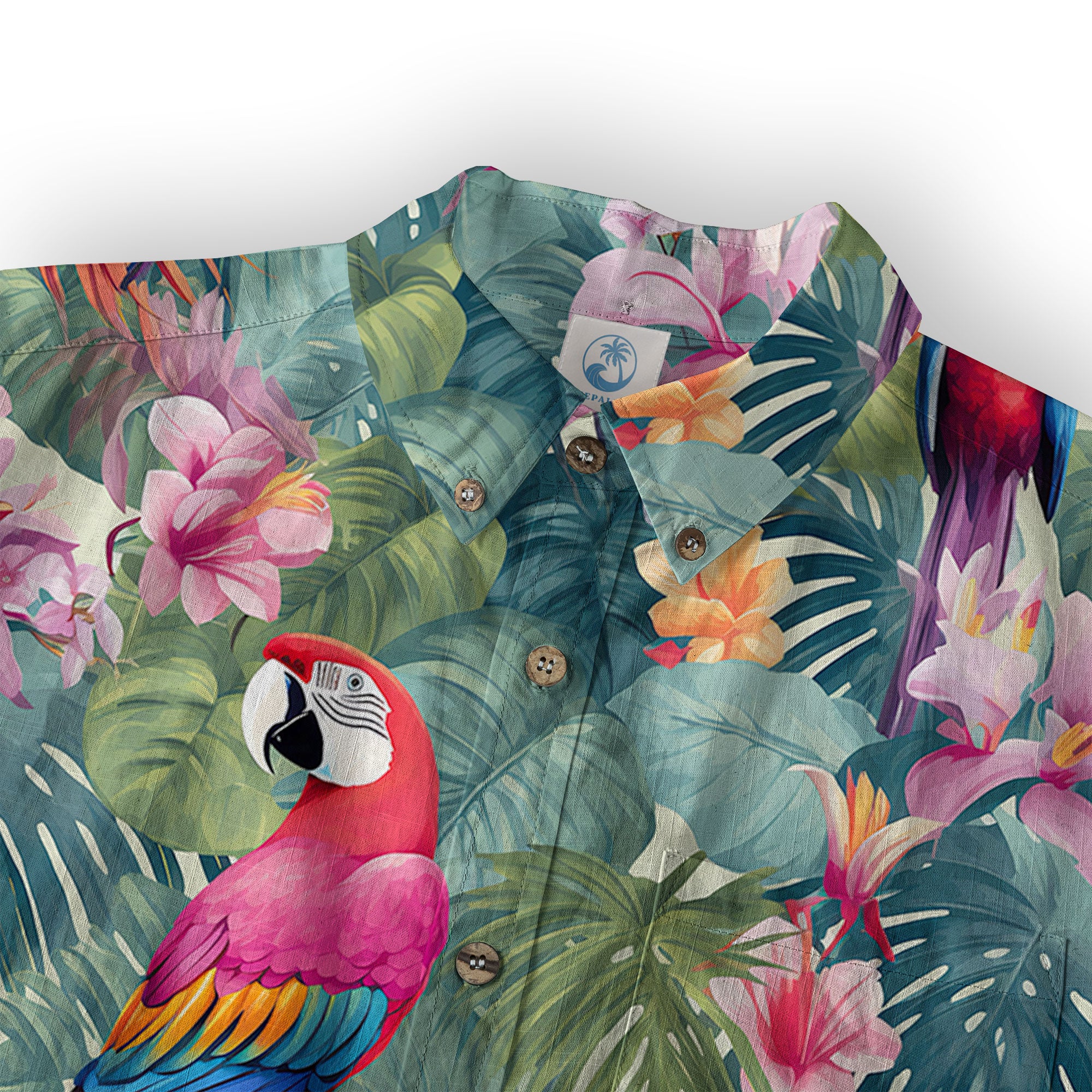 Retro Parrot Tropical Getaway Hibiscus Shirt, Hawaiian Vacation Outfit Aloha Hawaii Shirt - The Palmix