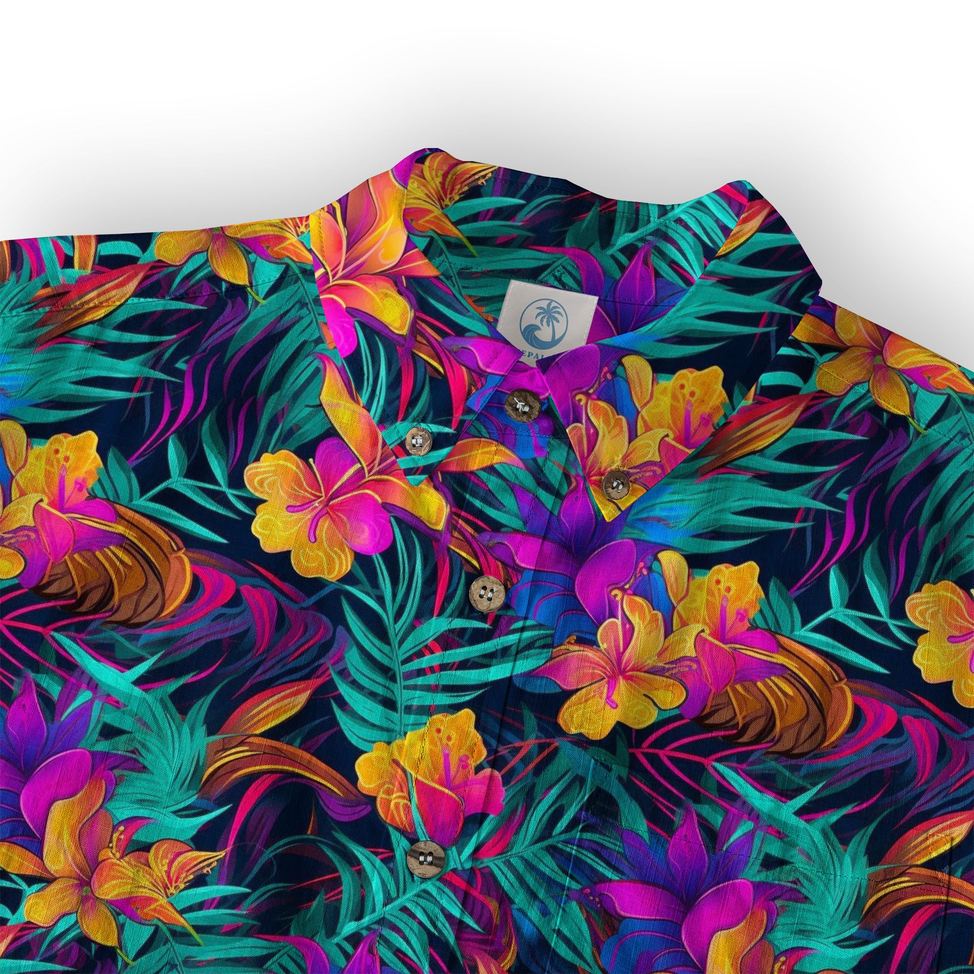 Vibrant Electric Tropical Hawaiian Shirt – Aloha Beach Pattern - The Palmix