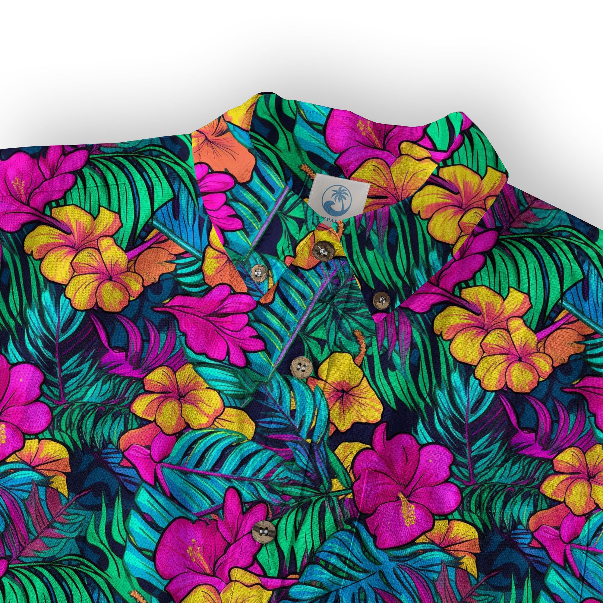 Electric Jungle Paradise Hawaiian Shirt, Colorful Tropical Beach Aloha Shirt - The Palmix