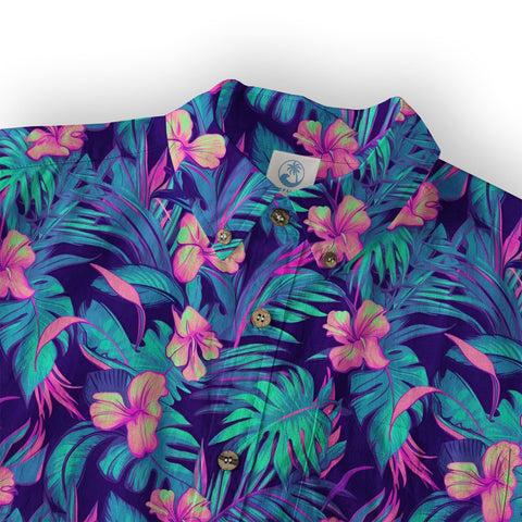 Electric Jungle Paradise Hawaiian Shirt, Colorful Tropical Beach Aloha Shirt, Hawaiian Summer Vibes Hawaiian Shirt - The Palmix