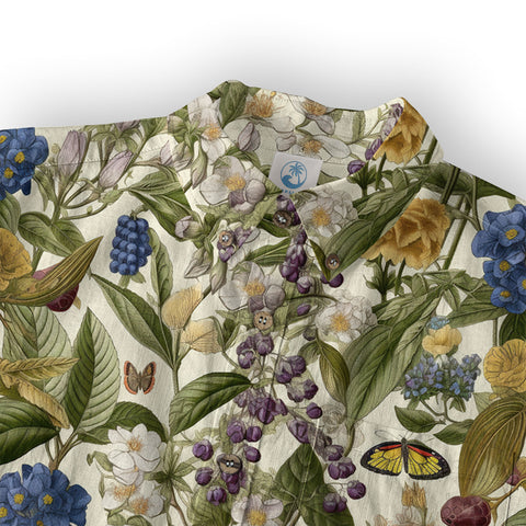 Vintage Floral Seamless Patterns Aloha Hawaii Shirt, Botanicals Hawaiian Button Up Shirt for Men - The Palmix