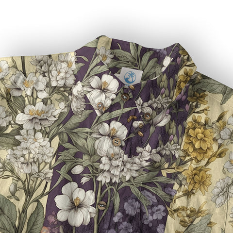 Vintage Floral Seamless Patterns Aloha Hawaii Shirt, Botanicals Hawaiian Button Up Shirt for Men - The Palmix