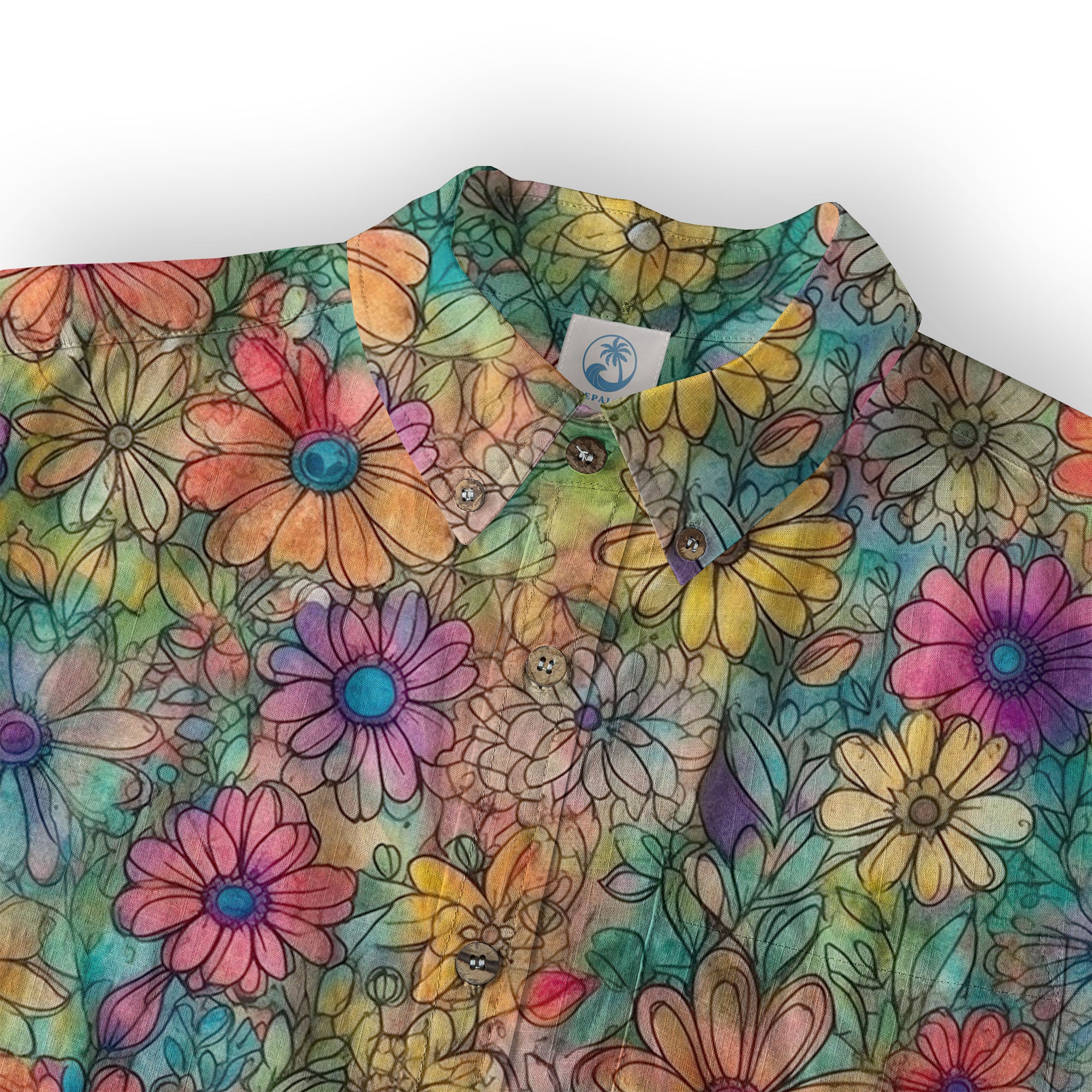 Colorful Hippie Flowers Patterns Hawaii Shirt, Groovy Floral Pattern Hawaiian Shirt for Men Women - The Palmix