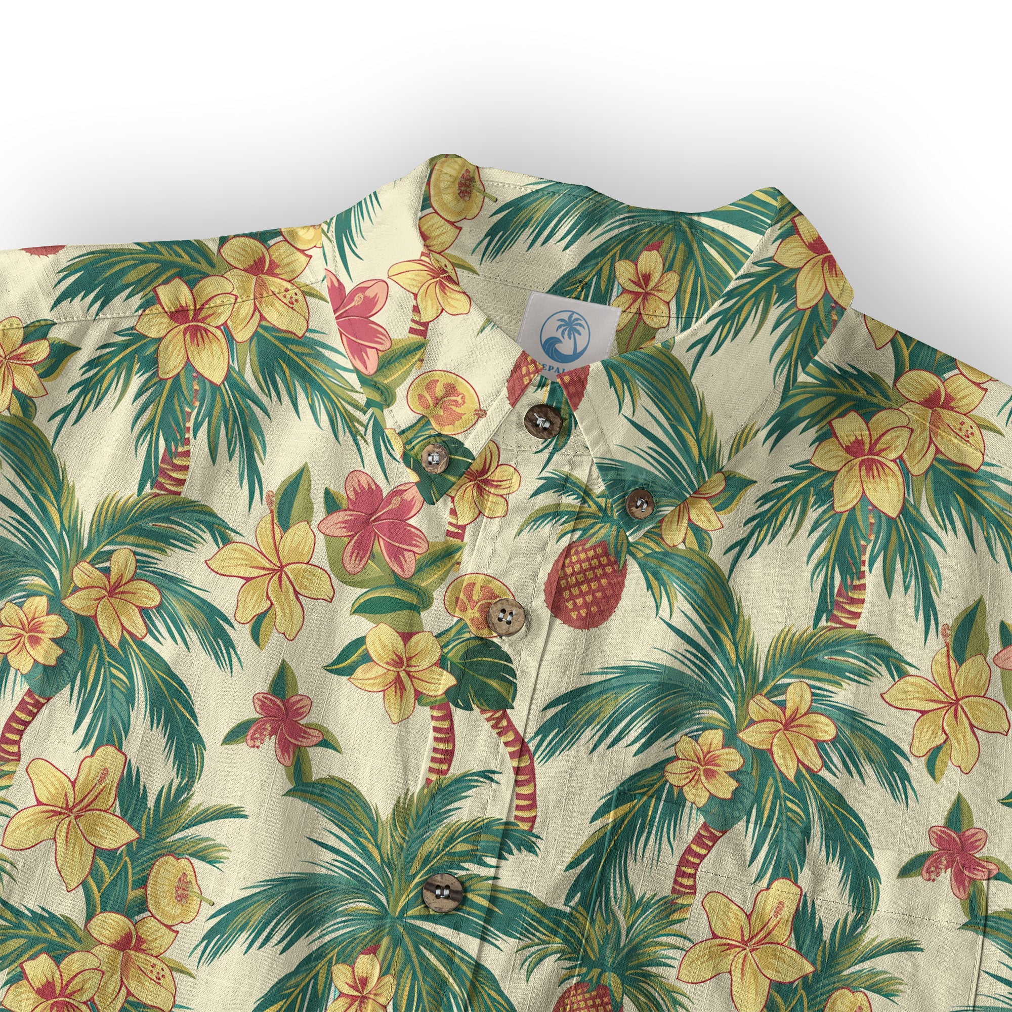 Tropical Garden Blossom Hawaii Shirt, Exotic Hawaiian Button Down Shirt - The Palmix