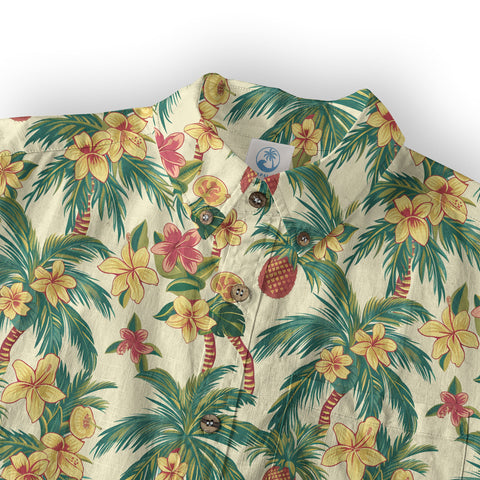 Tropical Garden Blossom Hawaii Shirt, Exotic Hawaiian Button Down Shirt - The Palmix