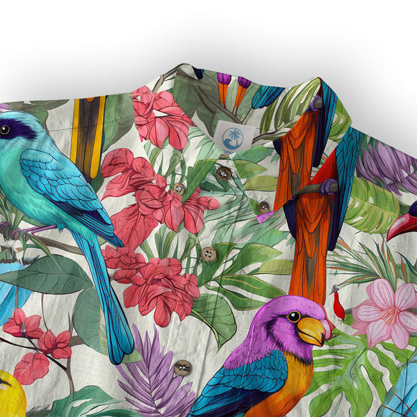 Colorful Parrot Floral Hawaii Shirt, Vintage Aloha Pattern Hawaii Shirt - The Palmix