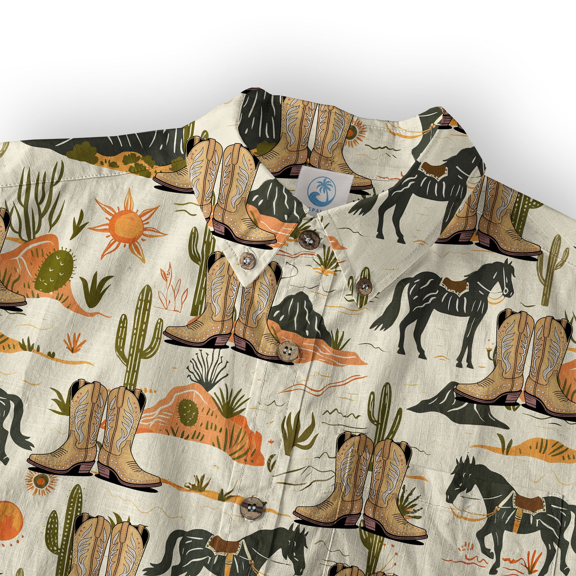 Western Hawaiian Shirt Boots on the Ground Hawaiian Cowboy Cowgirl Shirt - The Palmix