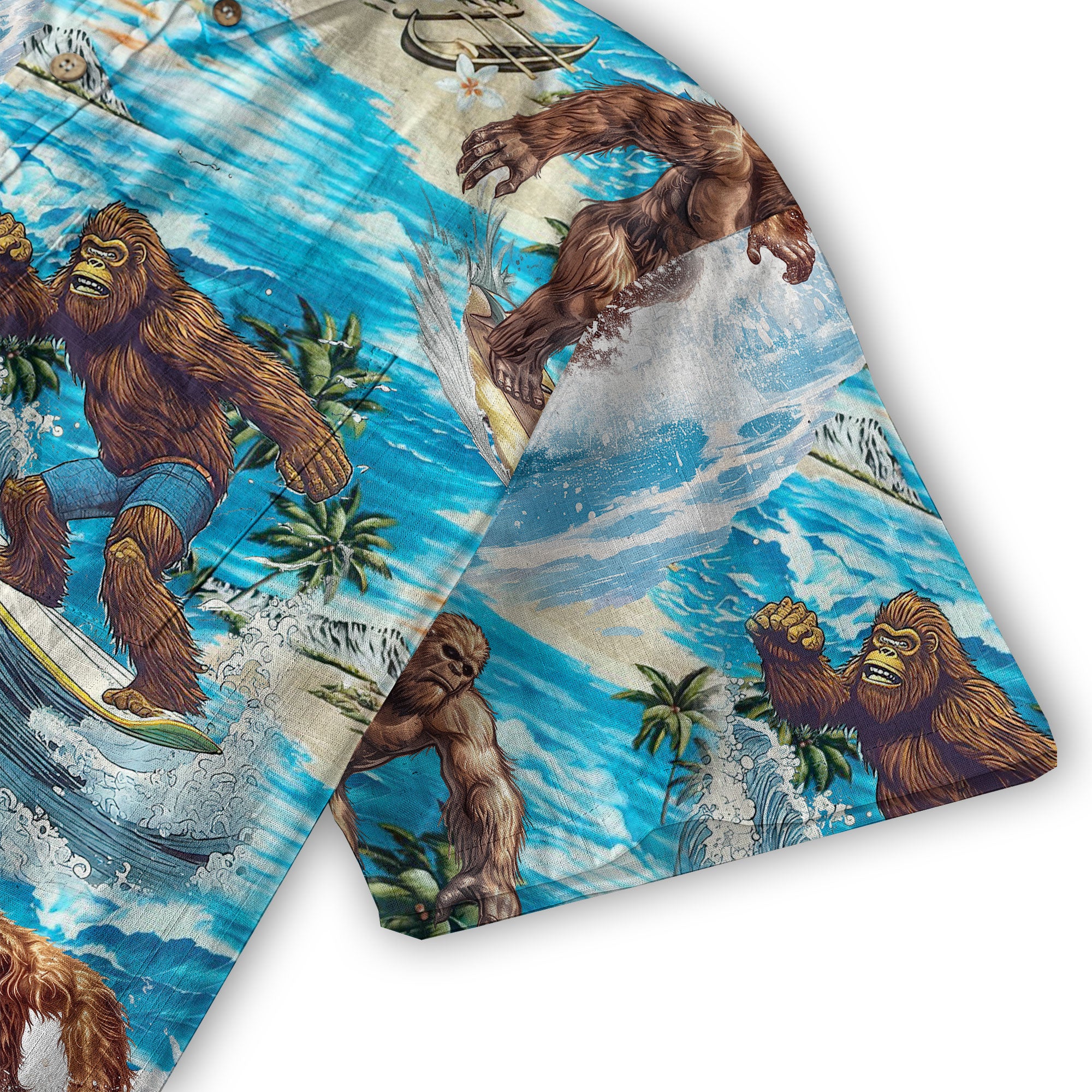Bigfoot Men's Aloha Hawaiian Shirt, Funny Sasquatch Unisex Short Sleeve Button Shirt - The Palmix