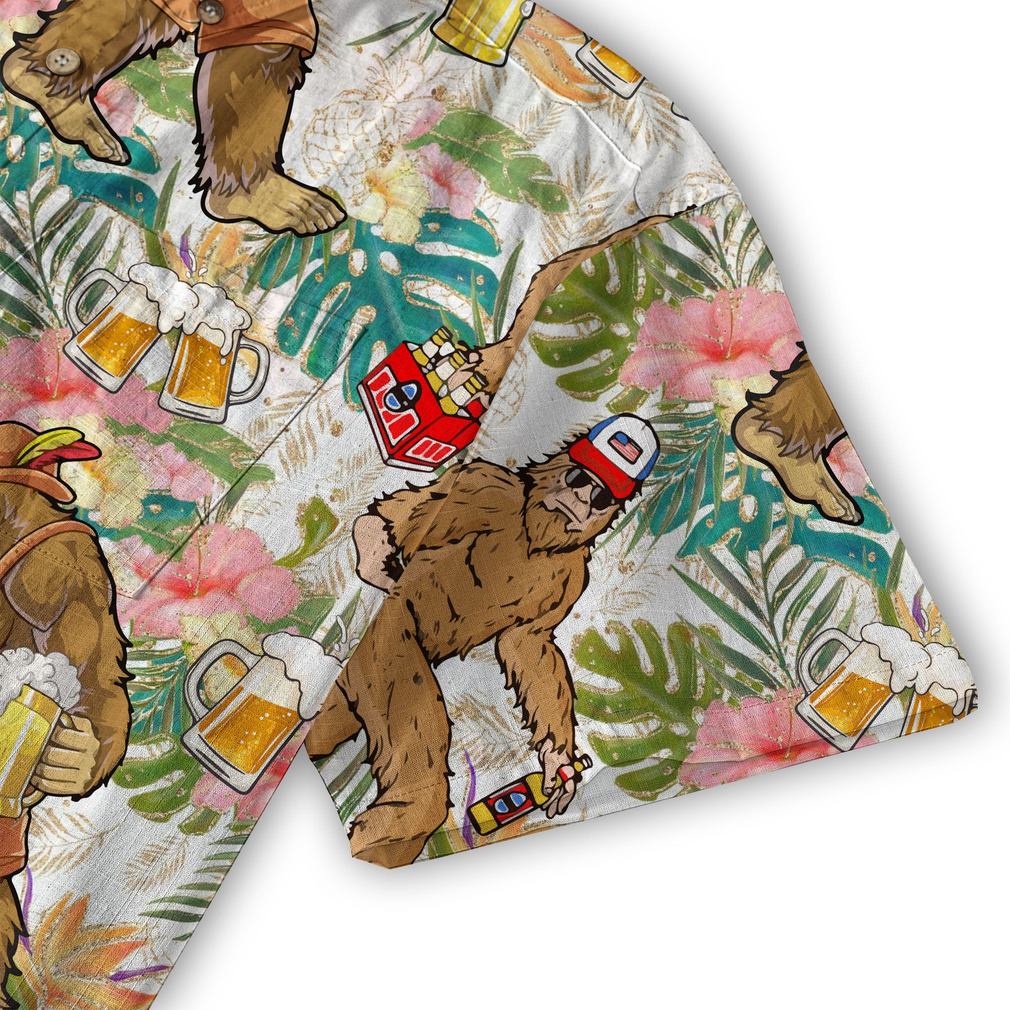 Bigfoot Beer Hawaiian Shirt, Tropical Beer Hawaiian Shirt Casual Button Down Short Sleeve Shirt - The Palmix