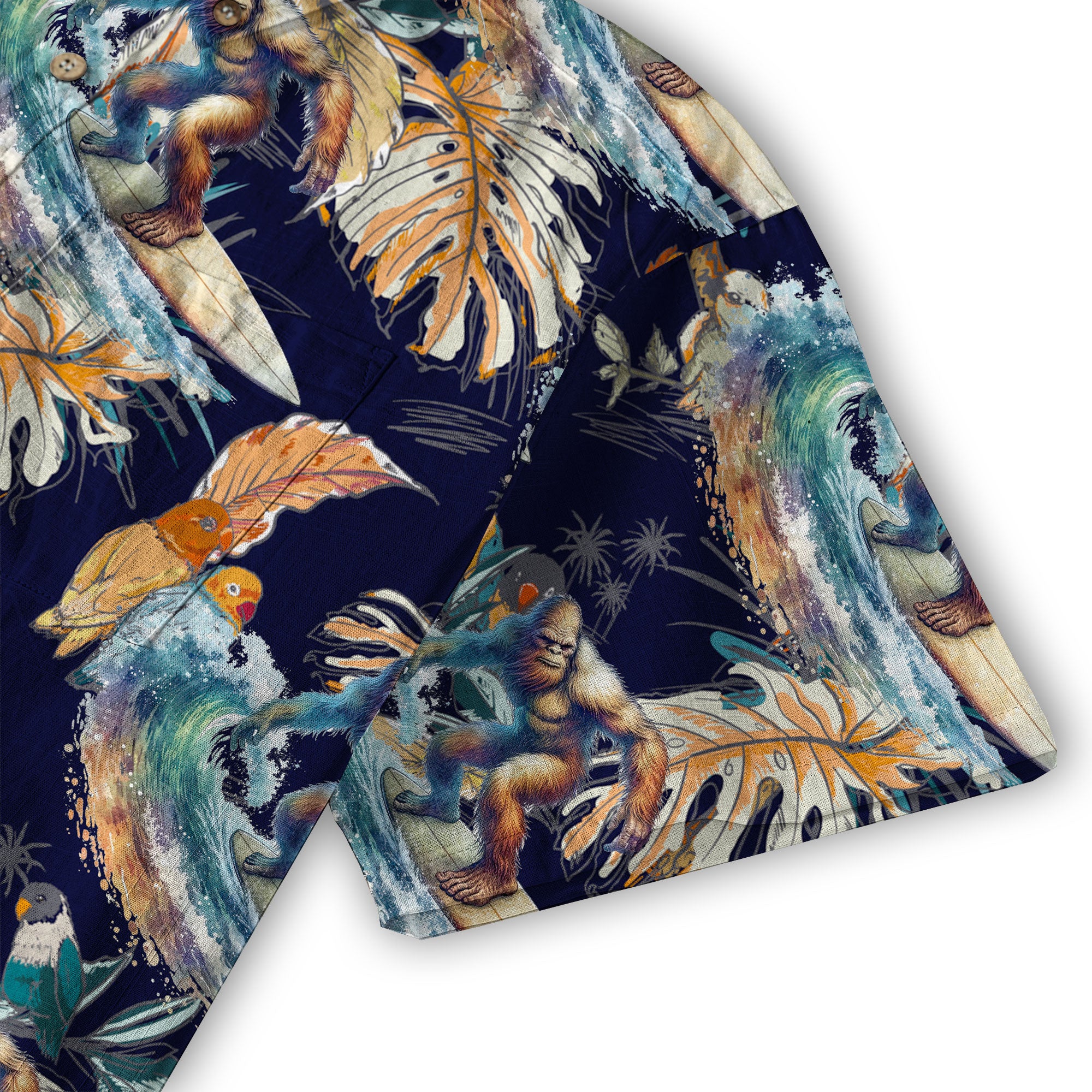 Camo Bigfoot Hawaiian Shirt Men Women, Hibiscus Bigfoot Sasquatch Hawaiian Shirt, Bigfoot Summer Beach Aloha Short Sleeve Button Down - The Palmix