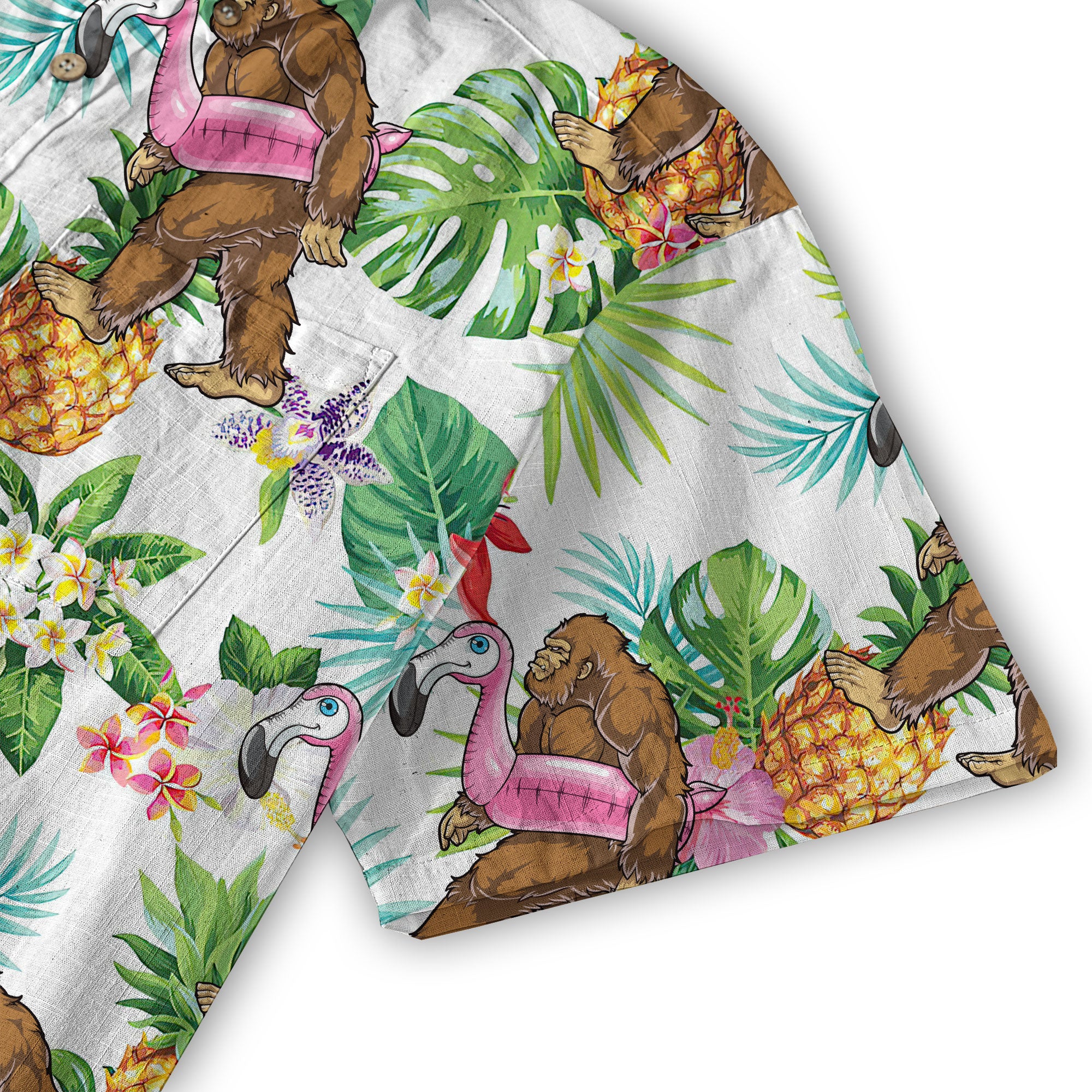 Camo Bigfoot Hawaiian Shirt Men Women, Hibiscus Bigfoot Sasquatch Hawaiian Shirt, Bigfoot Summer Beach Aloha Short Sleeve Button Down - The Palmix