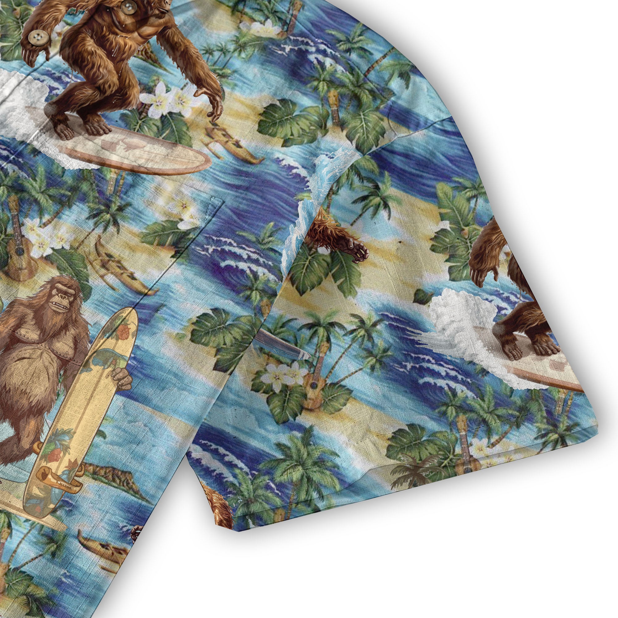 Bigfoot Tropical Hawaiian Shirt, Bigfoot Button-Up Shirt, Sasquatch Bigfoot Shirt, Summer Beach Shirt - The Palmix