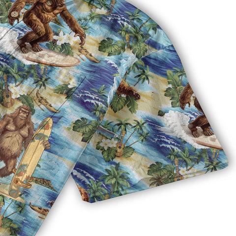 Bigfoot Tropical Hawaiian Shirt, Bigfoot Button-Up Shirt, Sasquatch Bigfoot Shirt, Summer Beach Shirt - The Palmix
