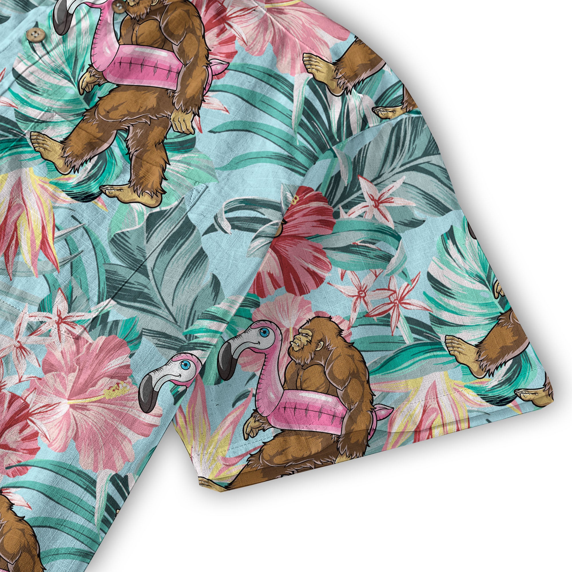 Bigfoot Tropical Hawaiian Shirt, Bigfoot Button-Up Shirt, Sasquatch Bigfoot Shirt, Summer Beach Shirt - The Palmix