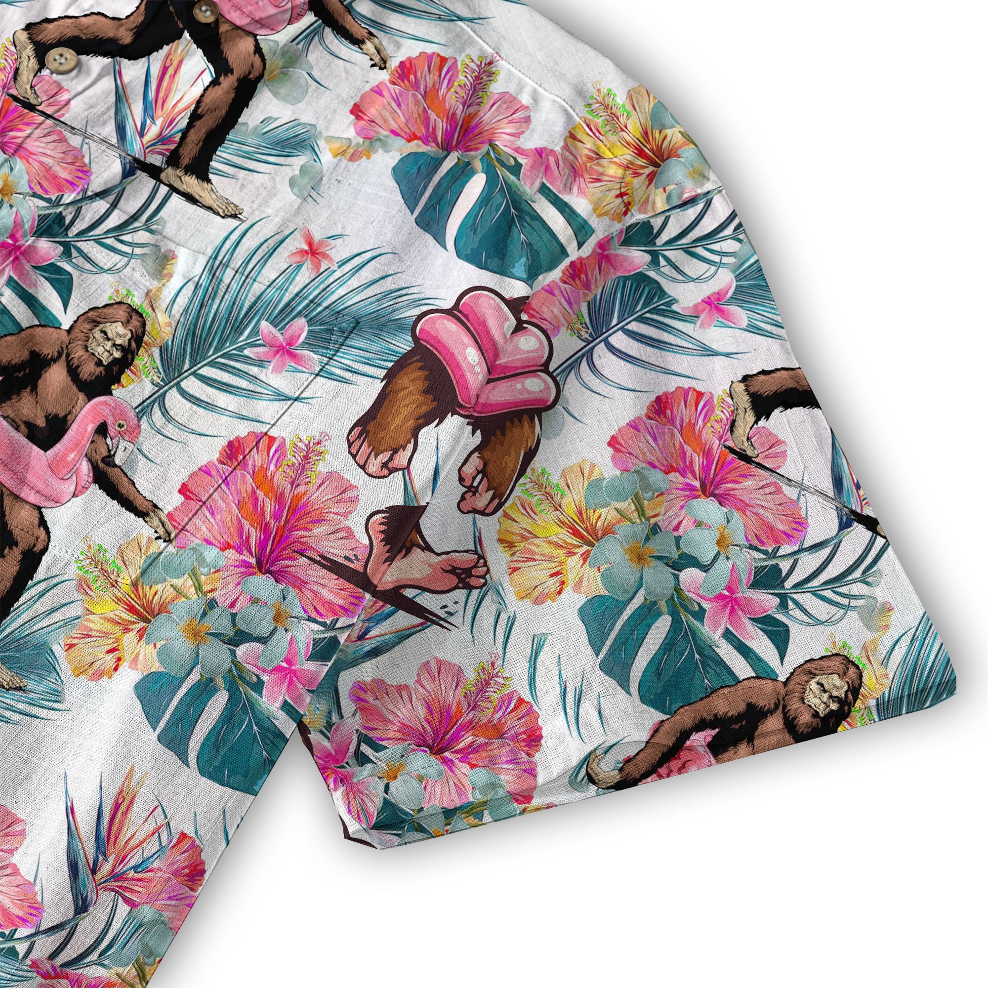 Bigfoot Tropical Hawaiian Shirt, Bigfoot Button-Up Shirt, Sasquatch Bigfoot Shirt, Summer Beach Shirt - The Palmix