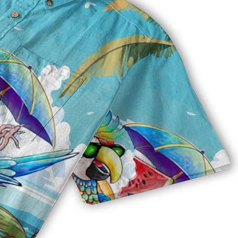 Parrot Cocktail Hawaiian Shirt for Men Women - Tropical Hawaiian Shirt - Summer Hawaiian Beach Shirt - The Palmix