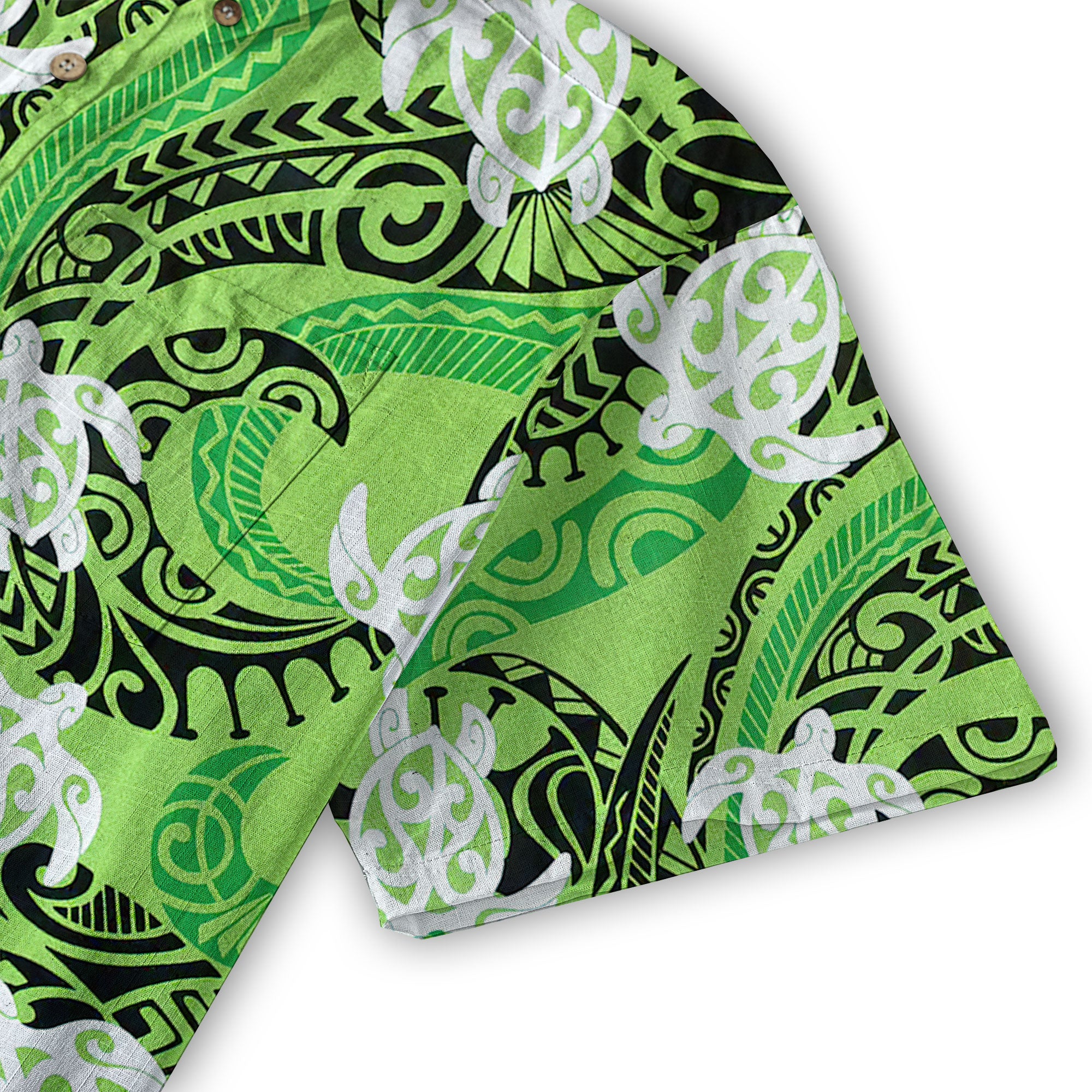 Turtle Floral Aloha Beach Shirt, Green Polynesian Ocean Turtle Shirt - The Palmix