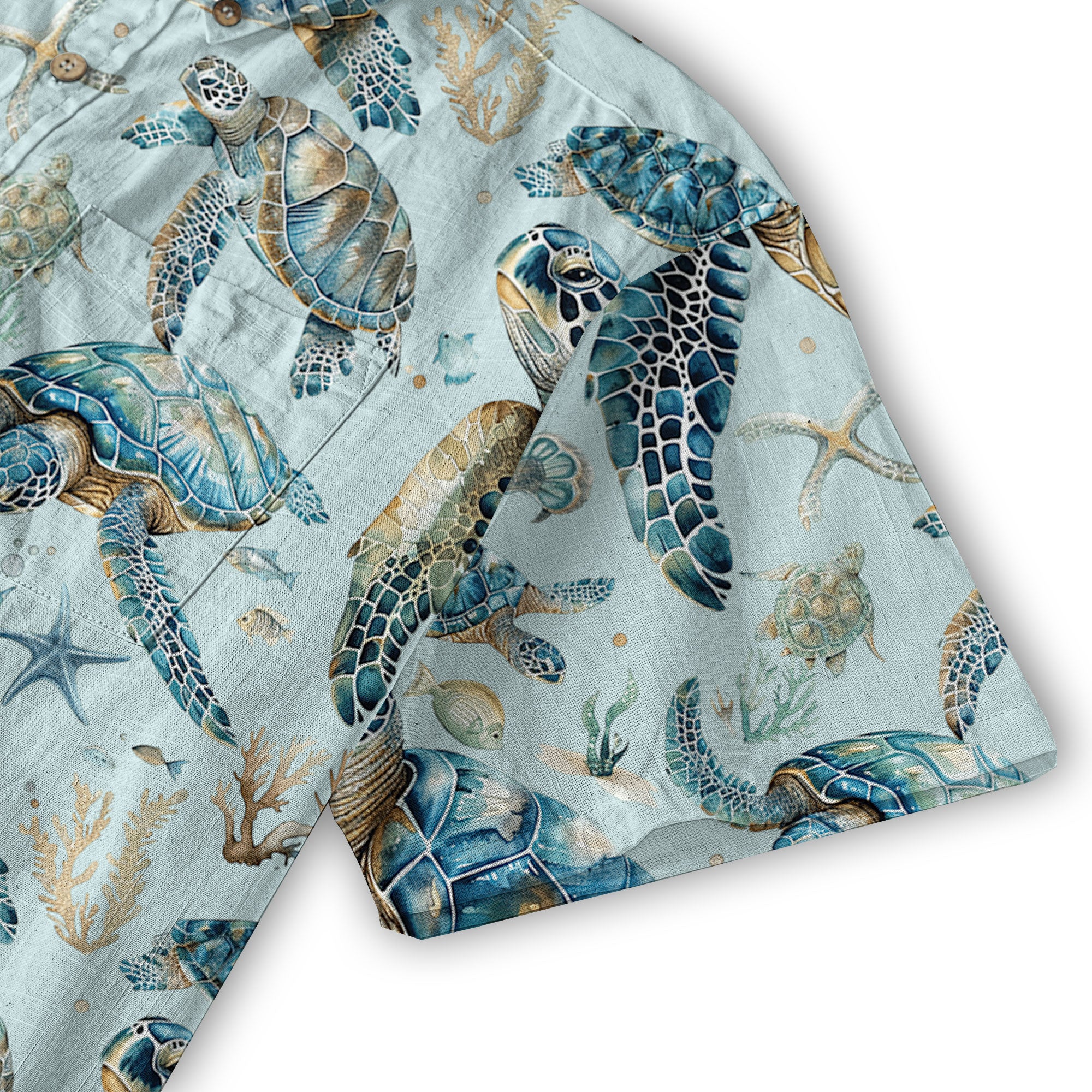 Blue Tribal Sea Turtle Hawaiian Shirt, Aloha Tropical Summer Beach Button Up Shirt - The Palmix