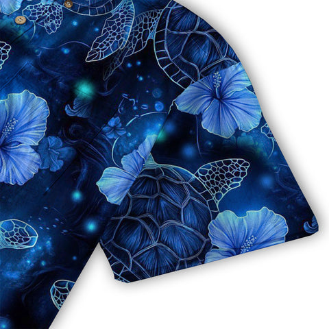 Neon Turtle Hawaiian Shirts for Men Women Youth, Vibrant Sea Turtle Aloha Summer Beach Shirt - The Palmix