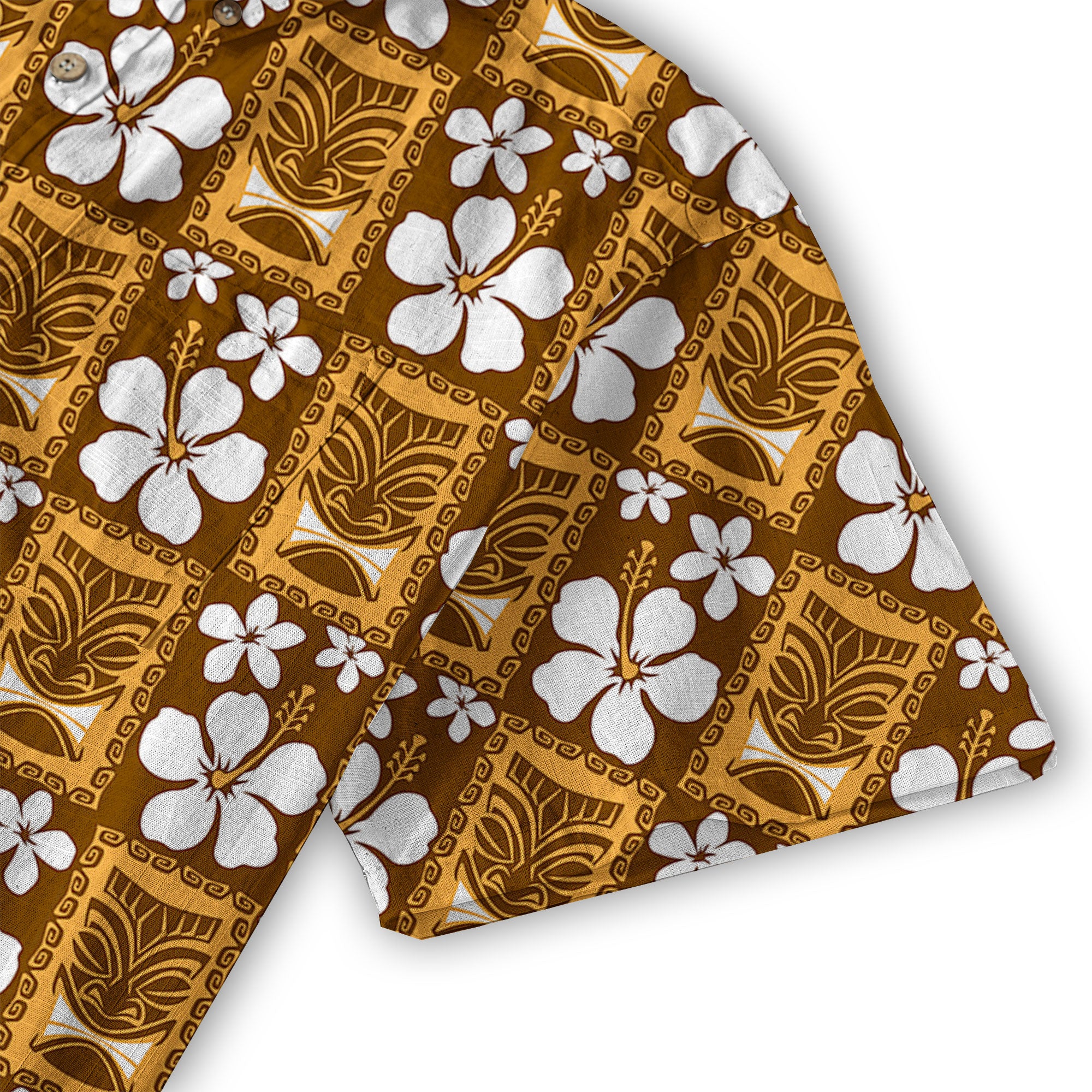 Tiki Mask Pattern Hawaiian Shirt, Tiki Floral Pattern Hawaii Shirt - The Palmix