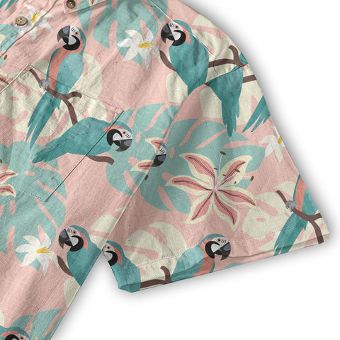 Tropical Parrot Summer Hawaiian Shirt, Colorful Parrot Flowers Pattern Hawaii Shirt - The Palmix