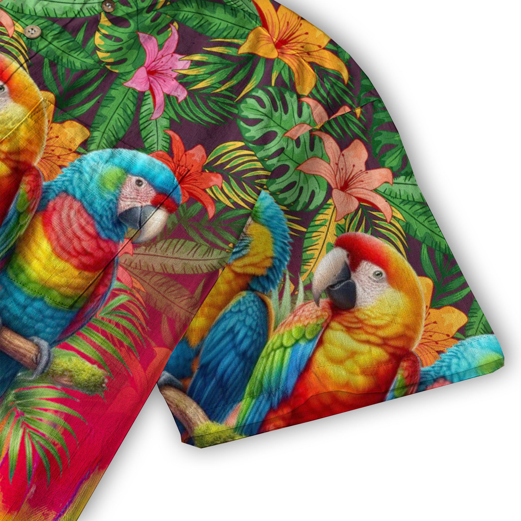 Colorful Parrot Hawaiian Shirt for Men, Parrot Funny Button Down Shirt - The Palmix