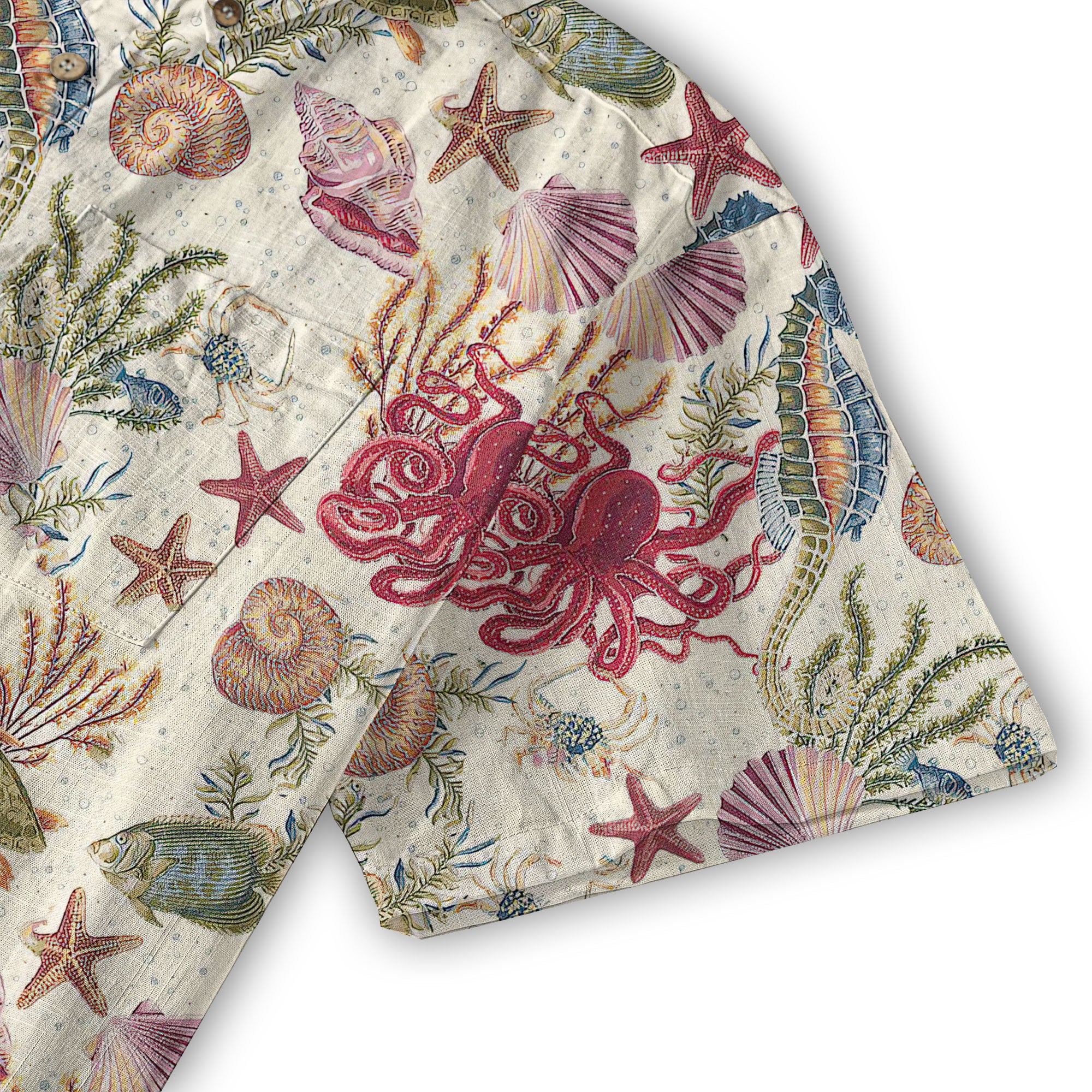 Vintage Ocean Print Hawaiian Shirts for Men Women, Sea Animal Aloha Summer Beach Shirt - The Palmix