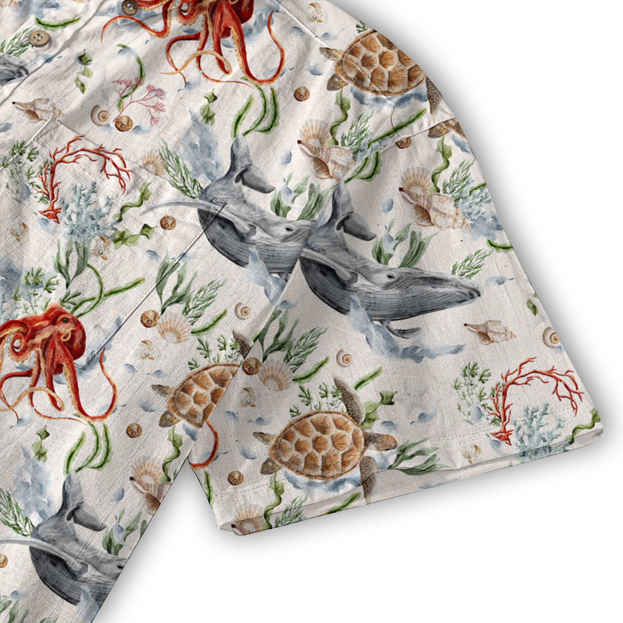 Sea Ocean Animals Women's Hawaiian Shirt, Ocean Fish Print - The Palmix