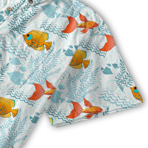 Sea Ocean Animals Women's Hawaiian Shirt, Ocean Fish Print - The Palmix