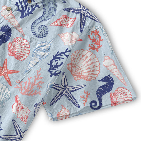 Ocean Animals Women's Hawaiian Shirt, Ocean Aloha Hawaiian Print - The Palmix