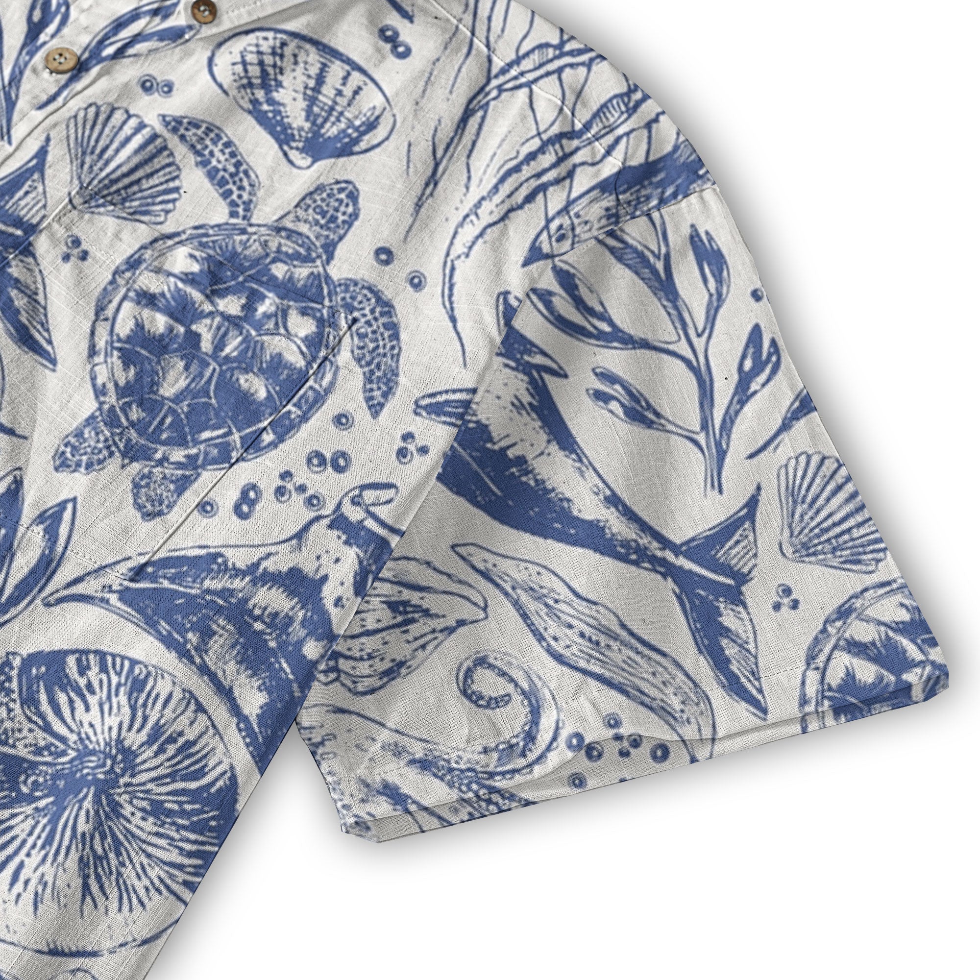 Ocean Animals Women's Hawaiian Shirt, Ocean Aloha Hawaiian Print - The Palmix