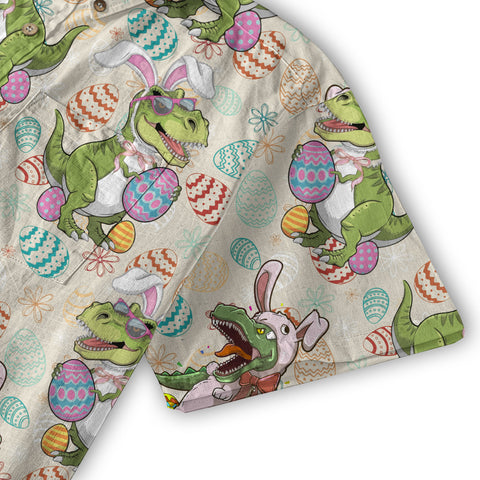 Easter Dinosaur Hawaiian Shirt Men Women Kid Youth, Bunny Dinosaur And Easter Eggs Shirt - The Palmix