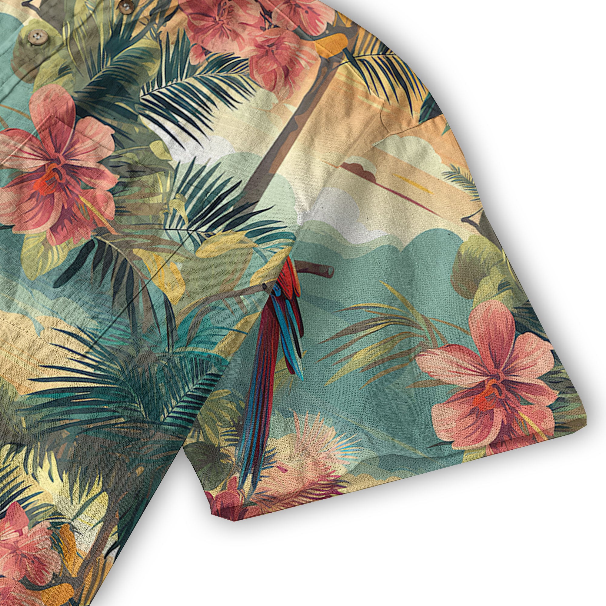 Flamingo Classic Aloha Hibiscus Hawaiian Shirt, Luau Party Outfit, Vacation Beachwear - The Palmix