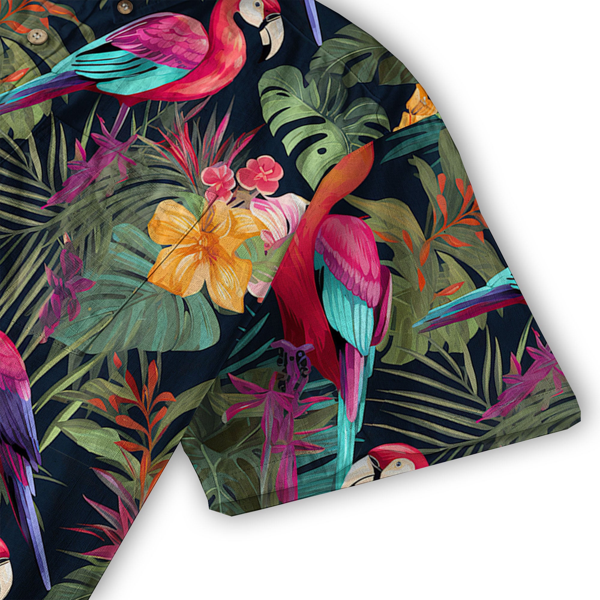 Flamingo Classic Aloha Hibiscus Hawaiian Shirt, Luau Party Outfit, Vacation Beachwear - The Palmix