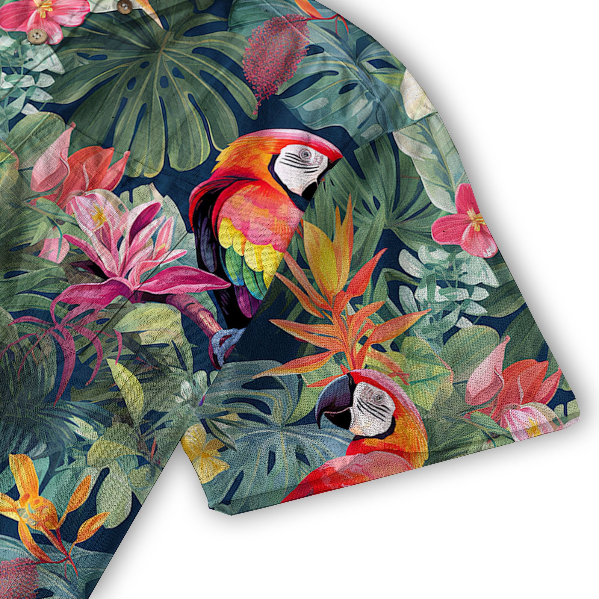 Colorful Flamingo Palm Leaf Hawaiian Shirt, Vintage Aloha Shirt, Island Vacation Wear - The Palmix