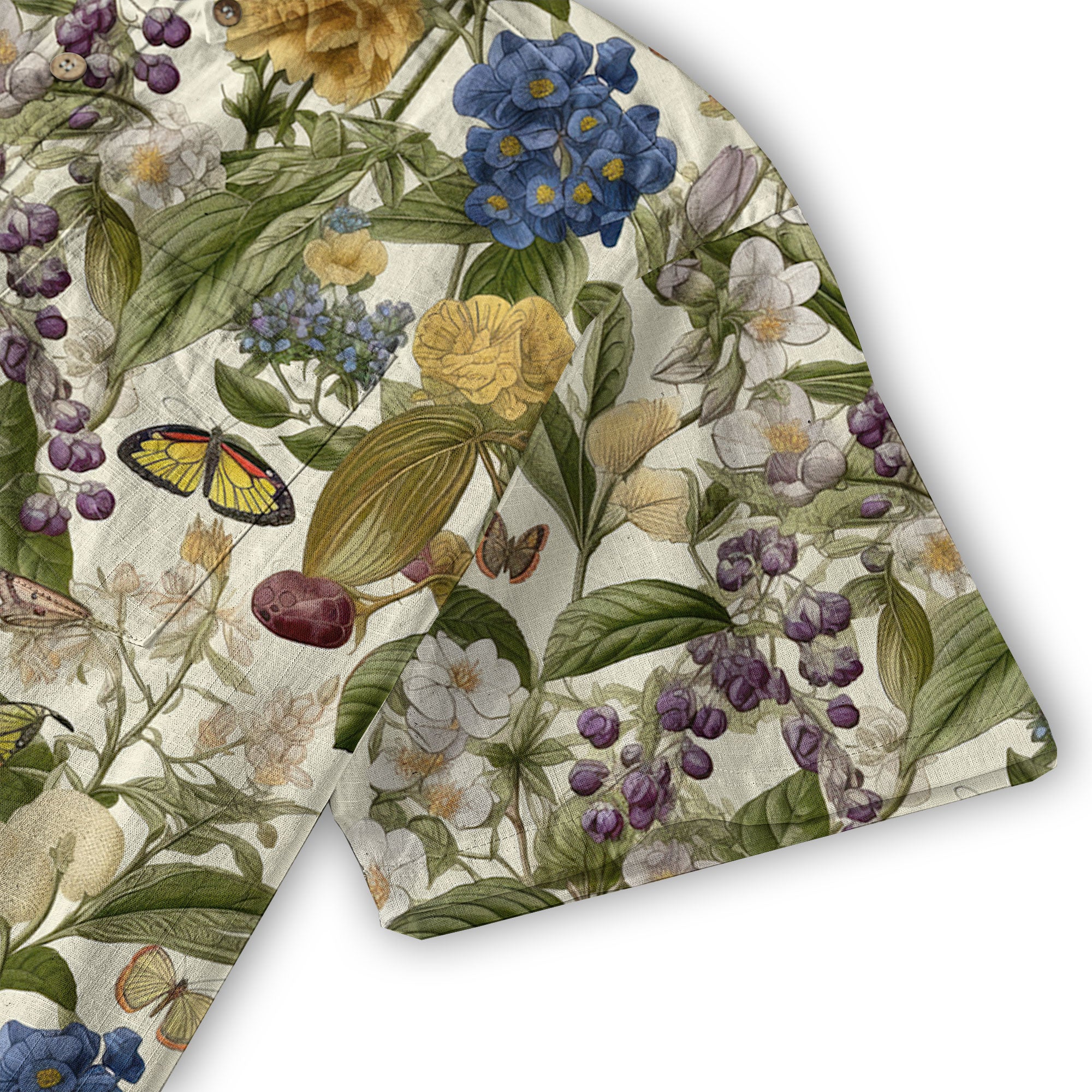 Vintage Floral Seamless Patterns Aloha Hawaii Shirt, Botanicals Hawaiian Button Up Shirt for Men - The Palmix