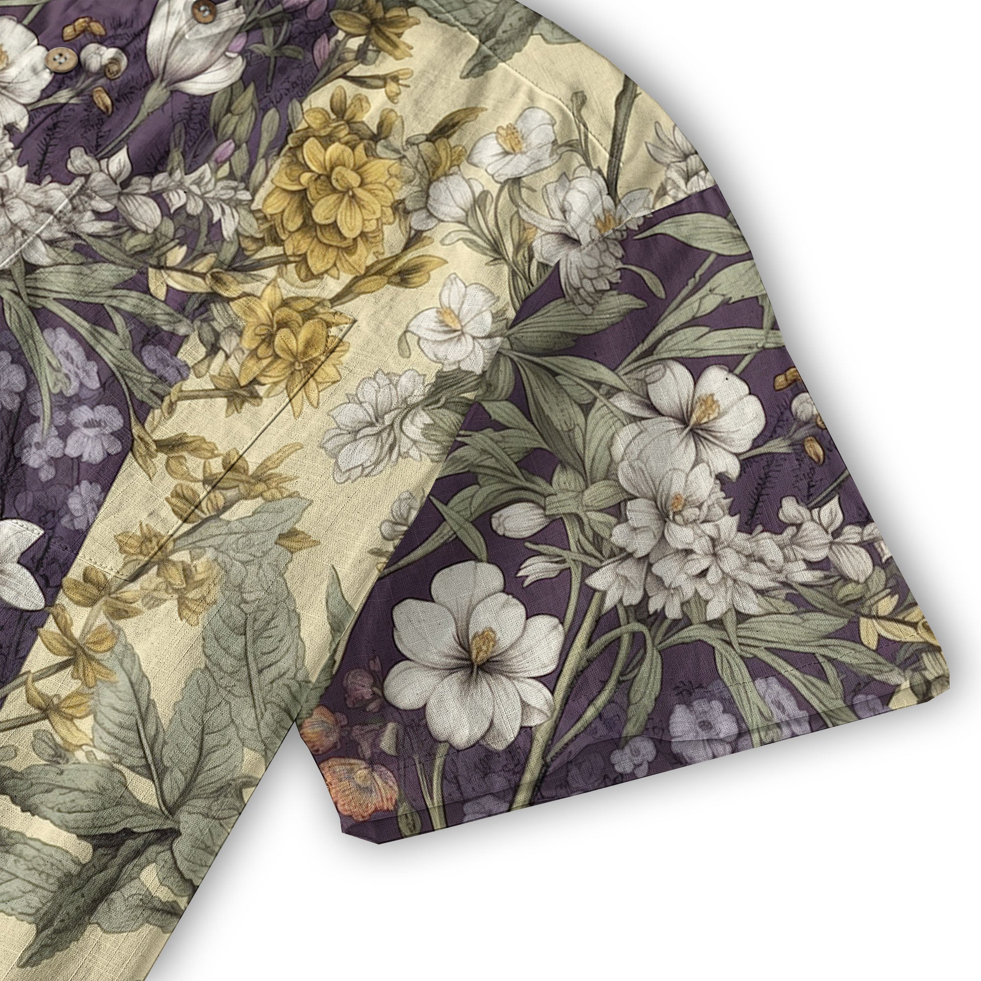 Vintage Floral Seamless Patterns Aloha Hawaii Shirt, Botanicals Hawaiian Button Up Shirt for Men - The Palmix