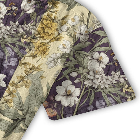 Vintage Floral Seamless Patterns Aloha Hawaii Shirt, Botanicals Hawaiian Button Up Shirt for Men - The Palmix