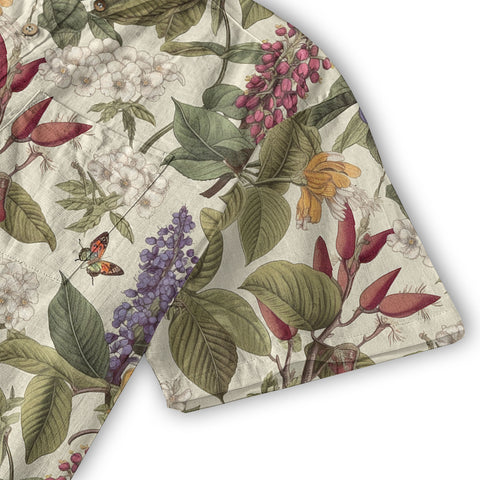 Vintage Floral Seamless Patterns Aloha Hawaii Shirt, Botanicals Hawaiian Button Up Shirt for Men - The Palmix