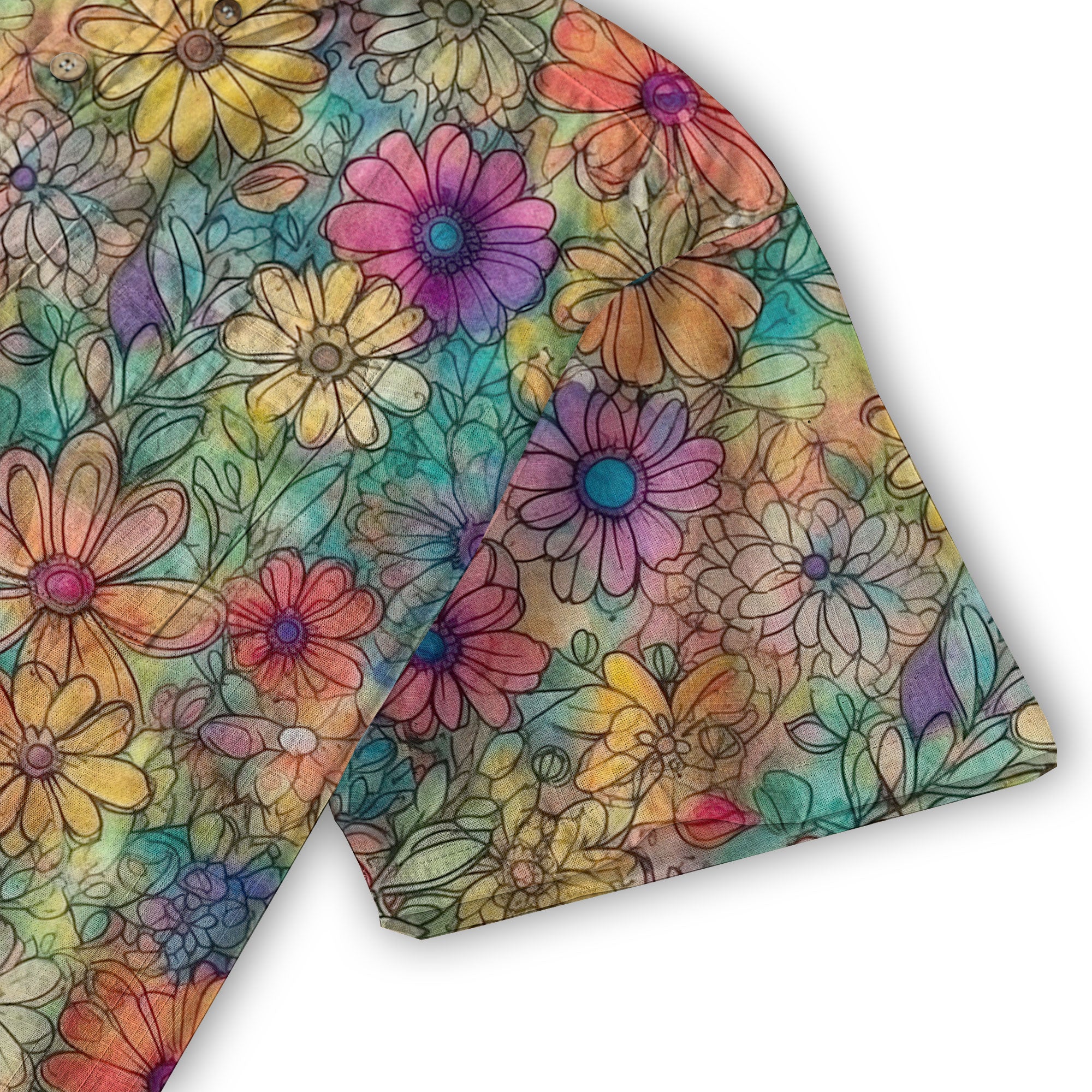Colorful Hippie Flowers Patterns Hawaii Shirt, Groovy Floral Pattern Hawaiian Shirt for Men Women - The Palmix