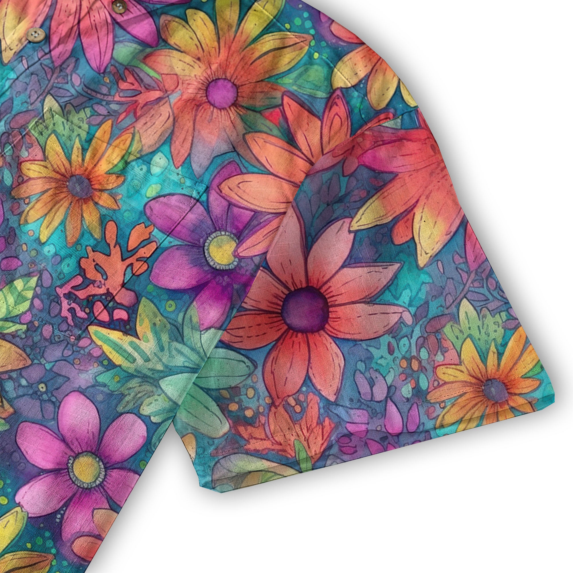 Colorful Hippie Flowers Patterns Hawaii Shirt, Groovy Floral Pattern Hawaiian Shirt for Men Women - The Palmix