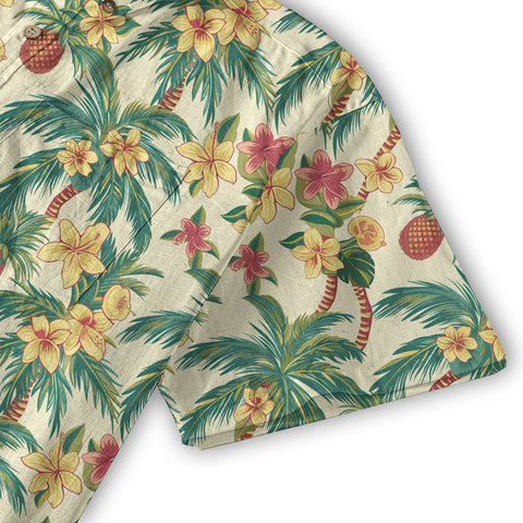 Tropical Garden Blossom Hawaii Shirt, Exotic Hawaiian Button Down Shirt - The Palmix