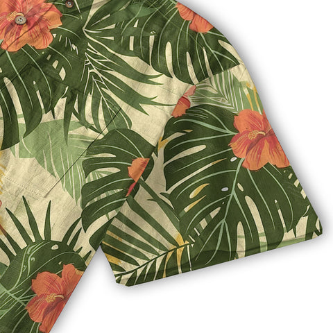Vintage Aloha Flower Hawaii Shirt, Floral Pattern Hawaiian Shirt for Men - The Palmix