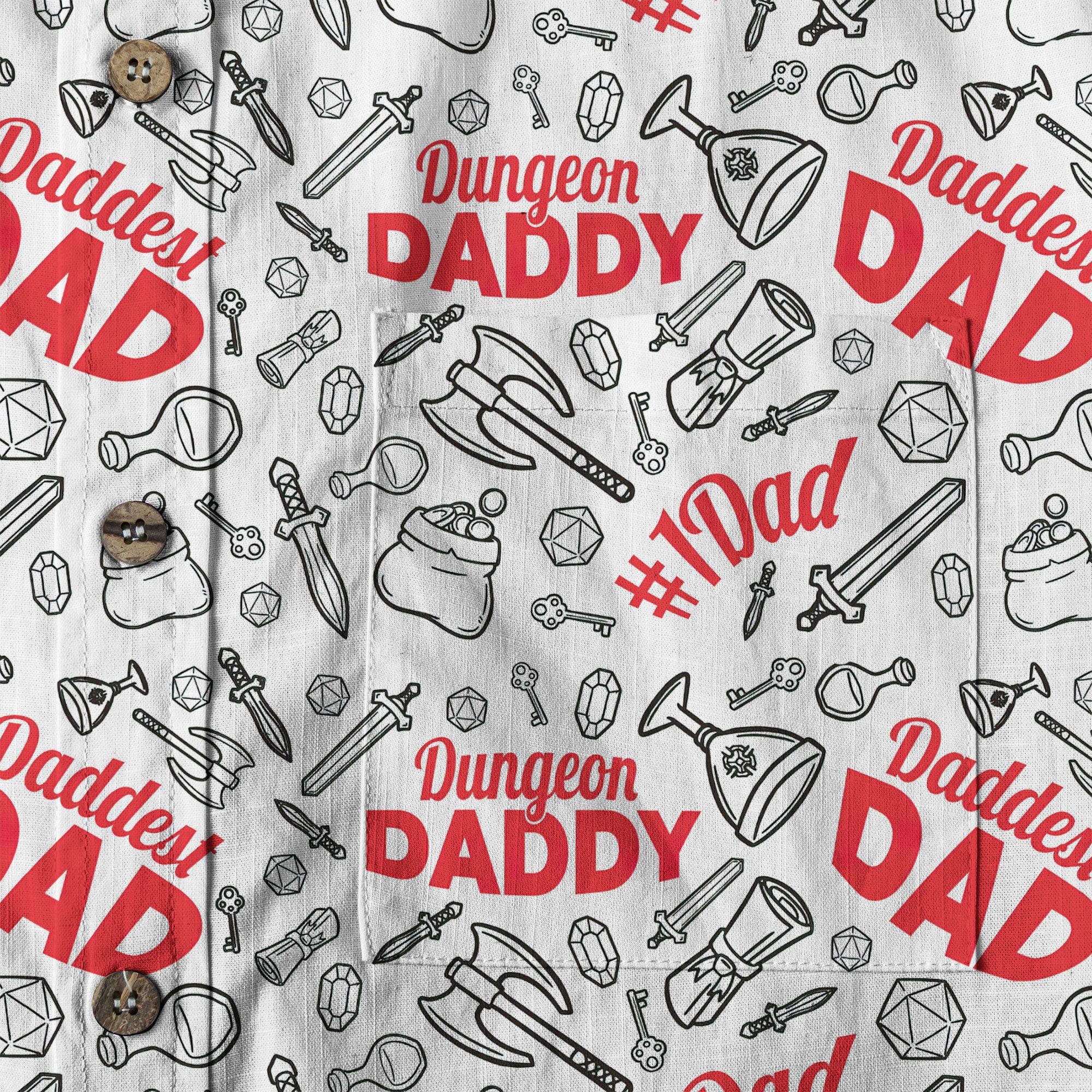 Dungeons Daddy Aloha Hawaii Shirt, DND Game Pattern Shirt Gift for Dad - The Palmix