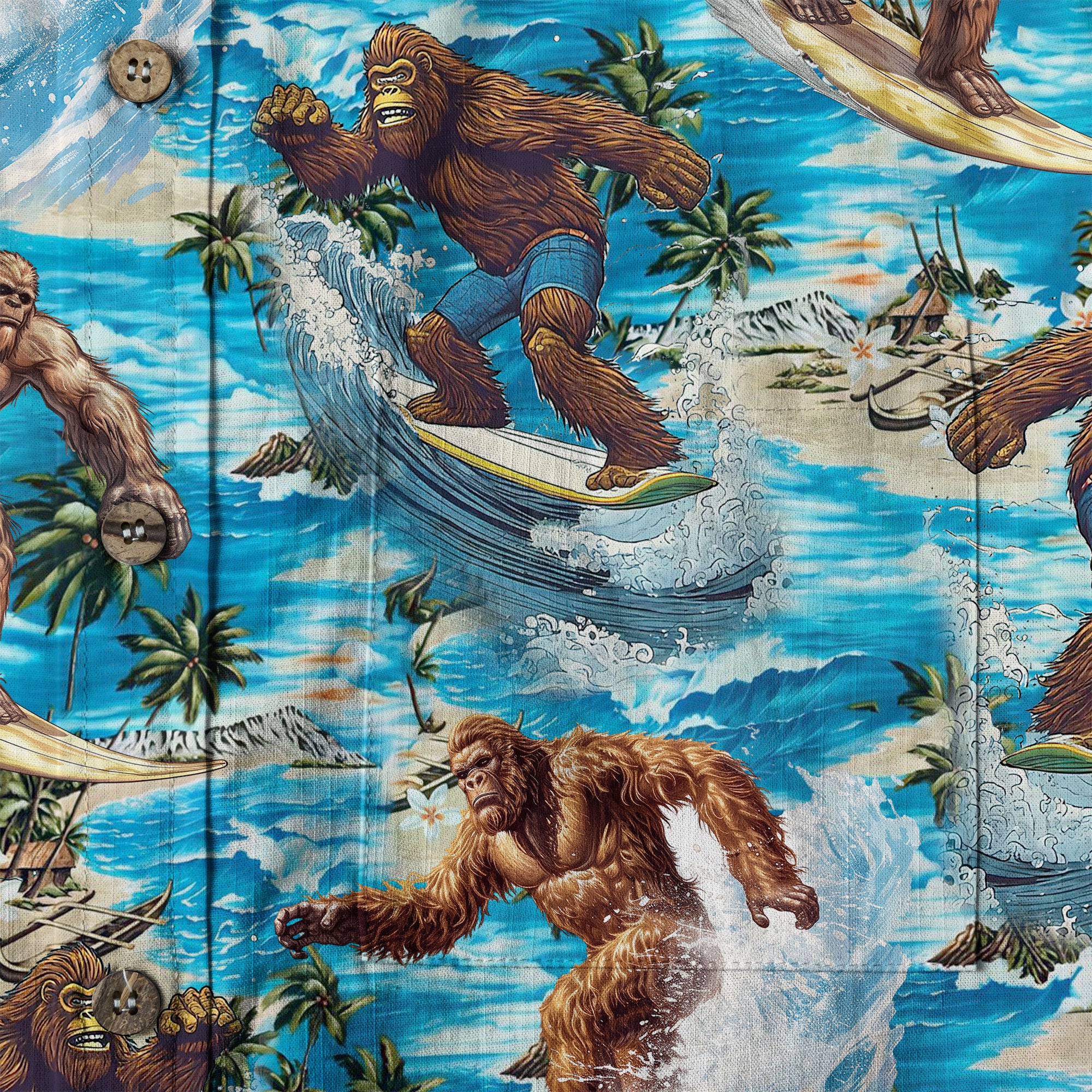 Bigfoot Men's Aloha Hawaiian Shirt, Funny Sasquatch Unisex Short Sleeve Button Shirt - The Palmix