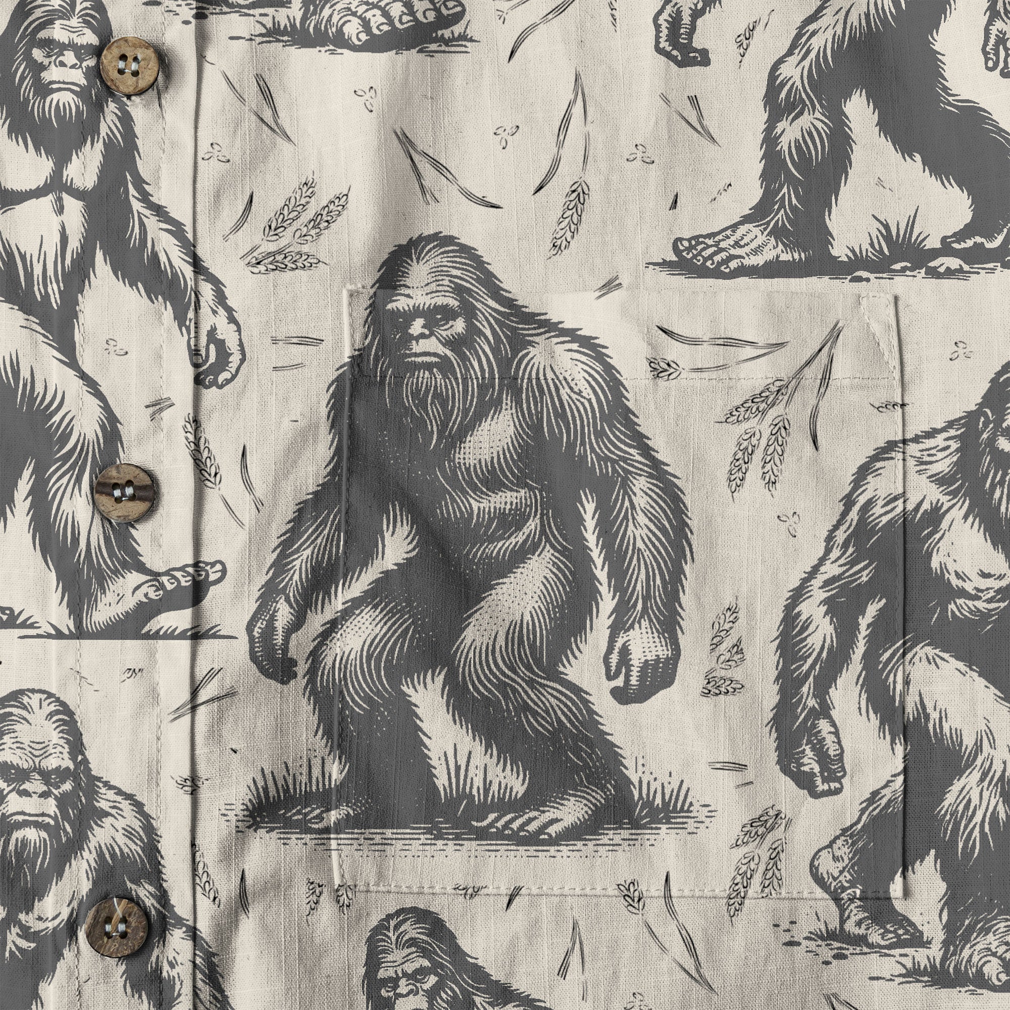 Bigfoot Men's Aloha Hawaiian Shirt, Funny Sasquatch Unisex Short Sleeve Button Shirt - The Palmix