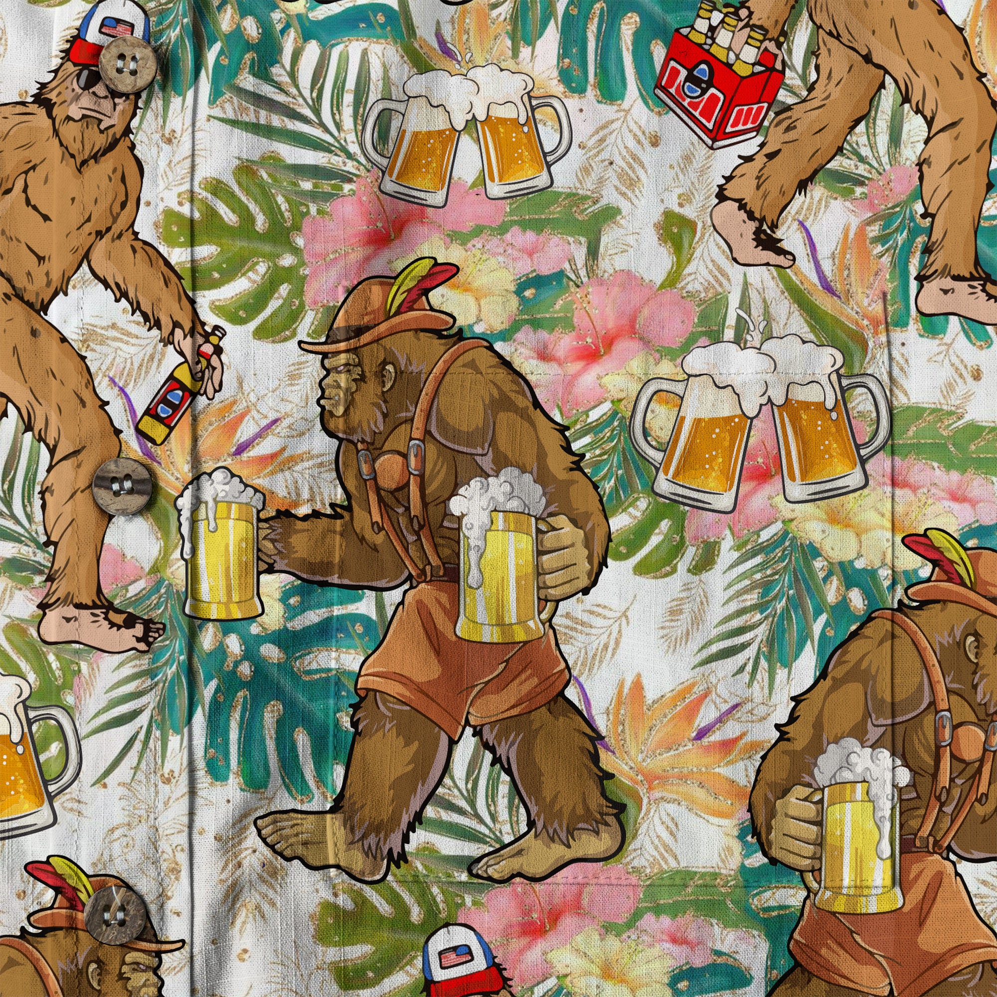 Bigfoot Beer Hawaiian Shirt, Tropical Beer Hawaiian Shirt Casual Button Down Short Sleeve Shirt - The Palmix