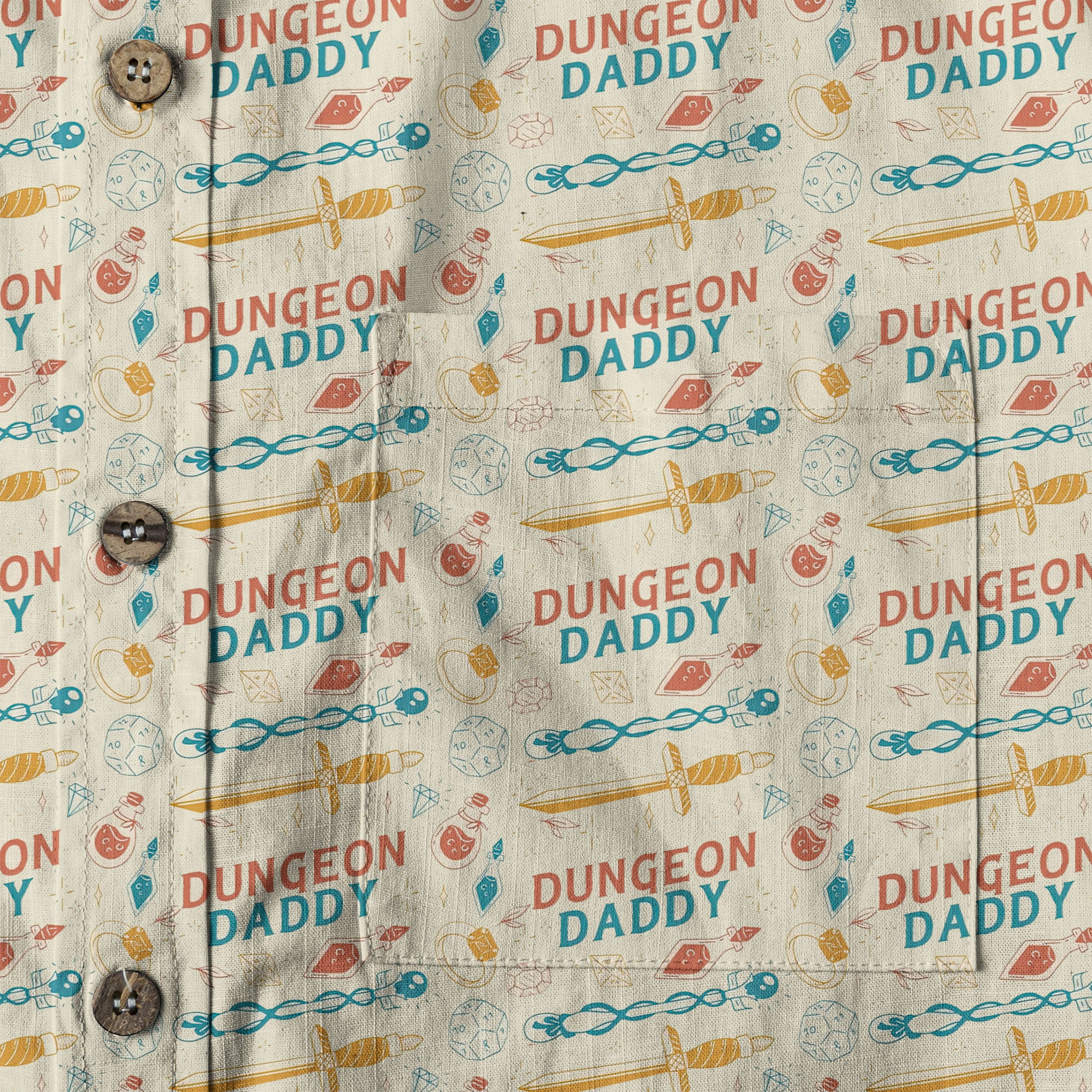 Dungeon Daddy Shirt, DnD Aloha Hawaiian Shirt, DnD Dad Hawaii Button Down Shirt - The Palmix