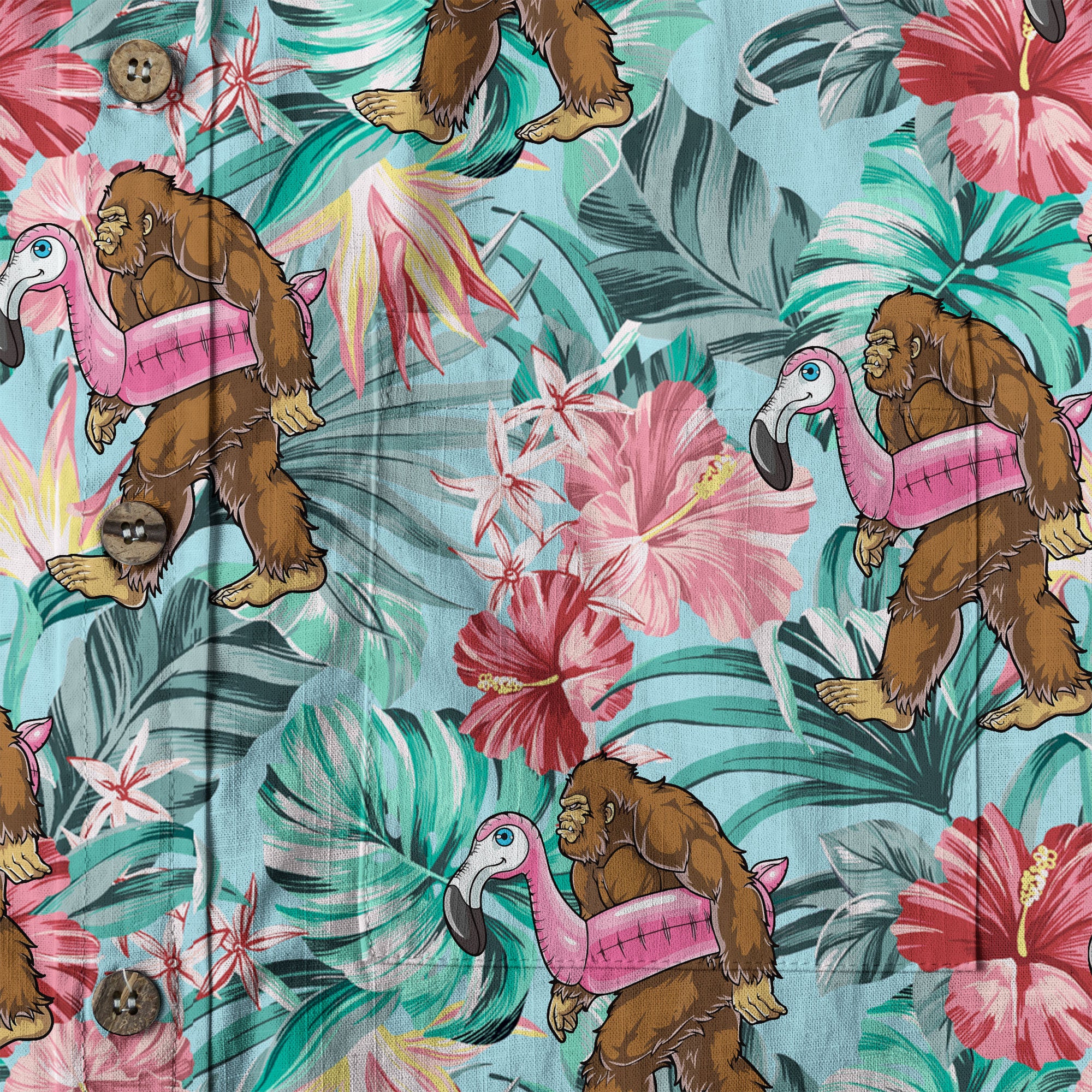 Bigfoot Tropical Hawaiian Shirt, Bigfoot Button-Up Shirt, Sasquatch Bigfoot Shirt, Summer Beach Shirt - The Palmix