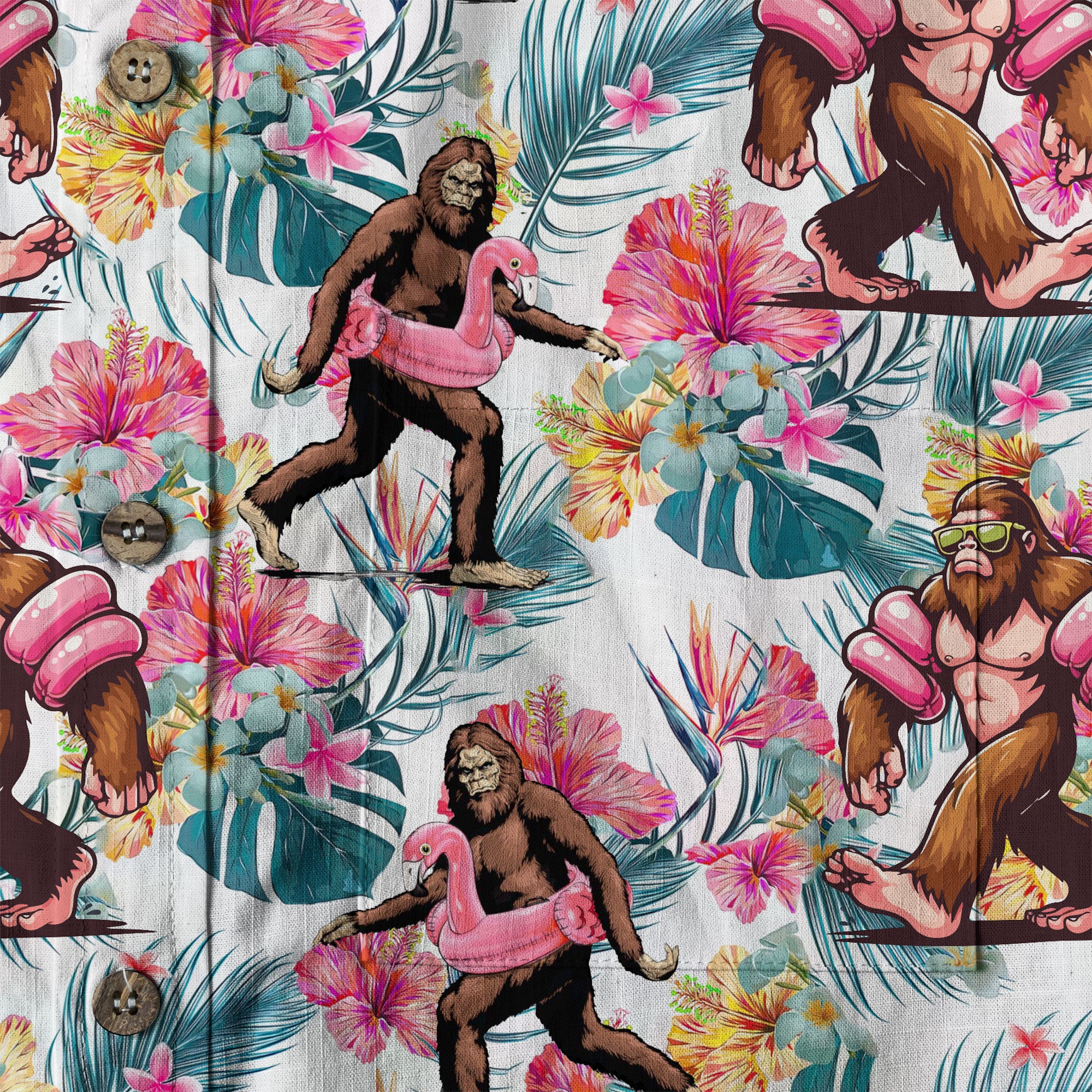 Bigfoot Tropical Hawaiian Shirt, Bigfoot Button-Up Shirt, Sasquatch Bigfoot Shirt, Summer Beach Shirt - The Palmix